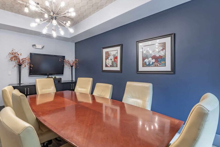 The conference room at Trinity Commons Apartments in Durham, NC.